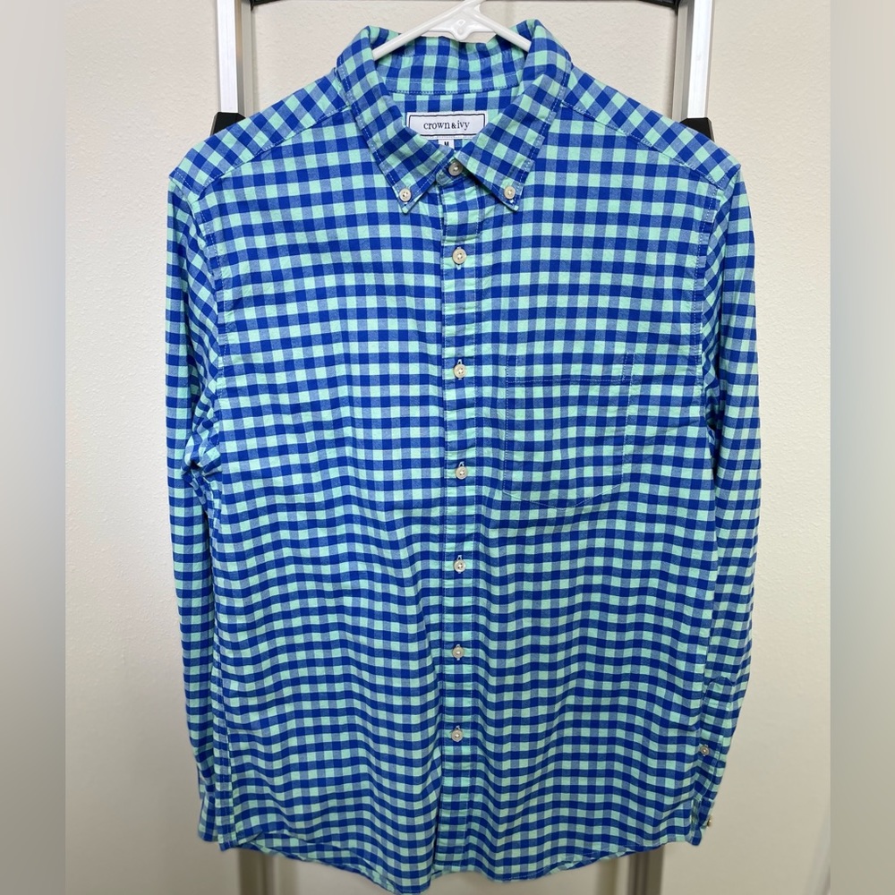 Crown & Ivy - excellent condition - blue & green gingham shirt